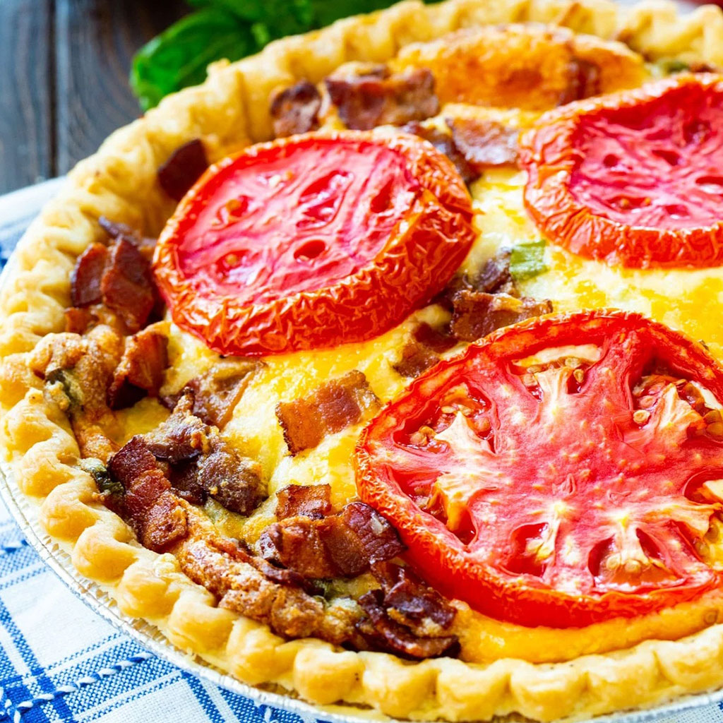 Tomato Pie with Bacon, Tomato Pie with Bacon is wonderfully creamy and full of slices of ripe