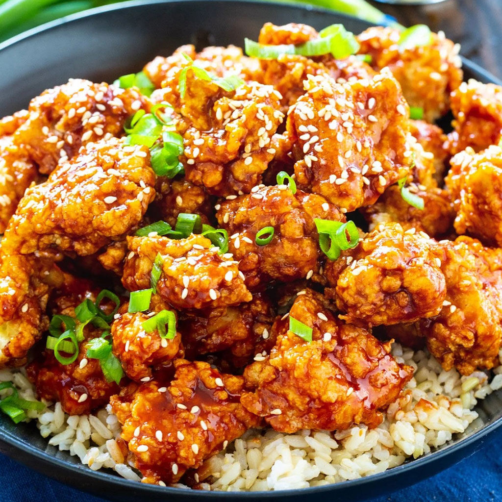 Korean Fried Chicken is wonderfully crispy and both sweet and spicy.