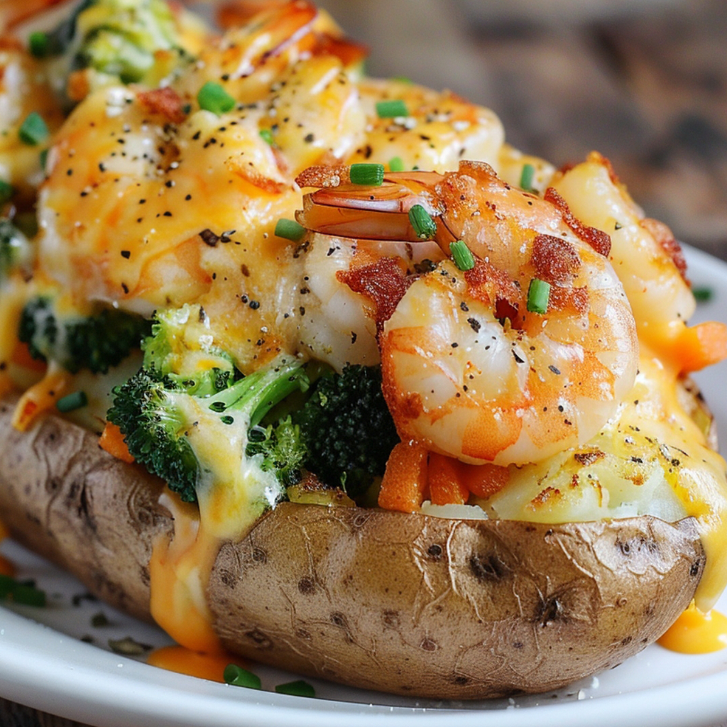 Loaded Seafood & Broccoli Baked Potato