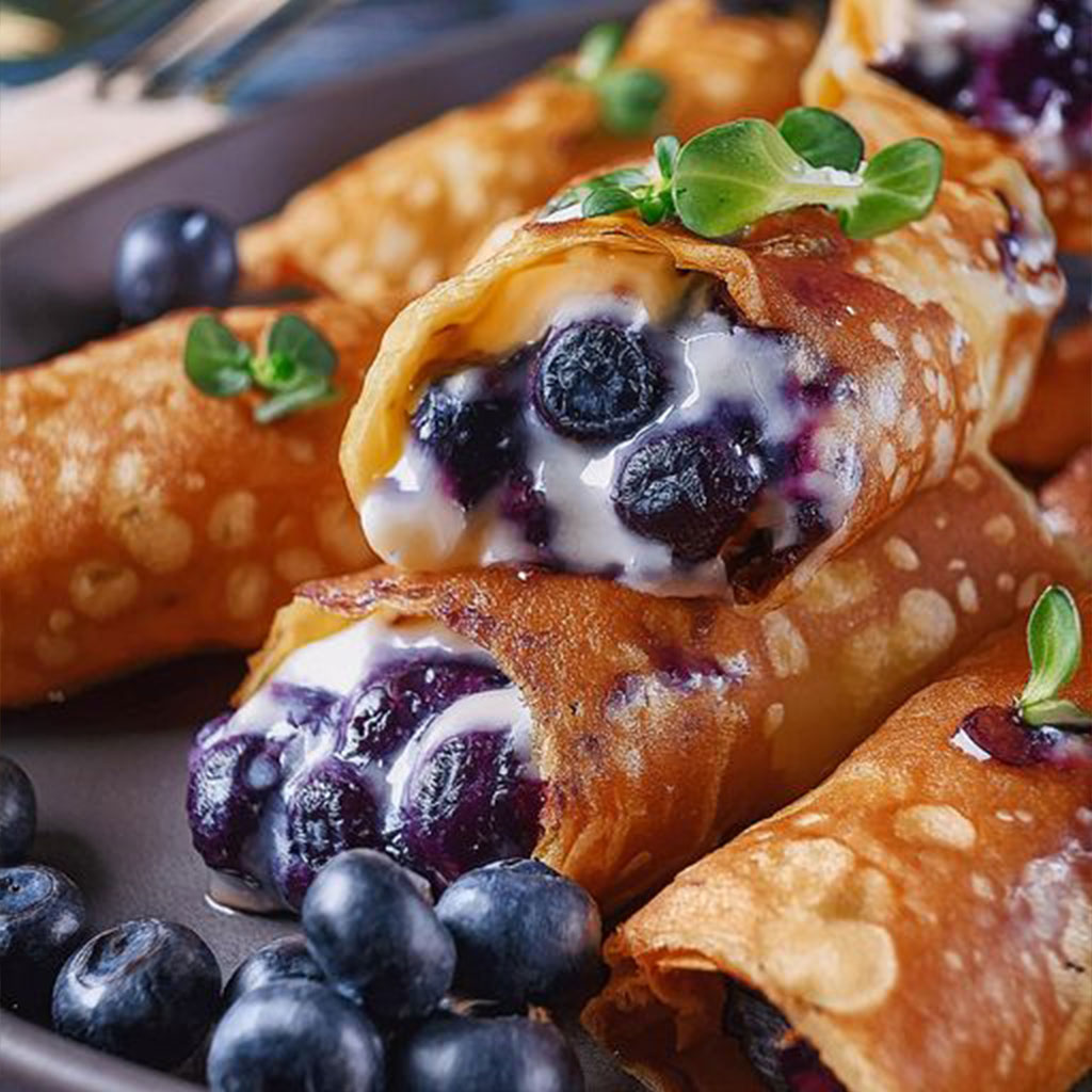 Elegant Blueberry Cream Cheese Egg Rolls 😋🤍🍇