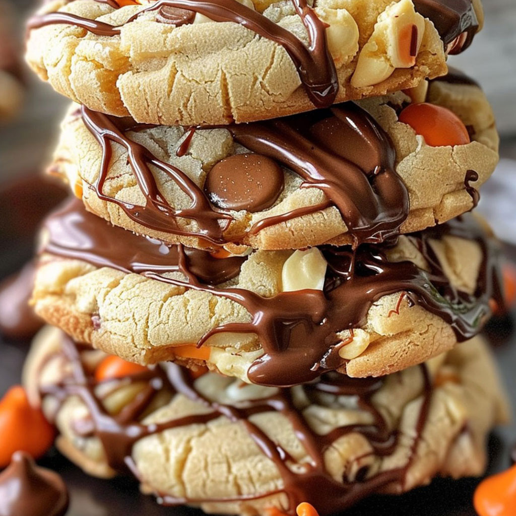 🍫🥜 Gooey Reese’s Cheesecake Cookies 🥜🍫