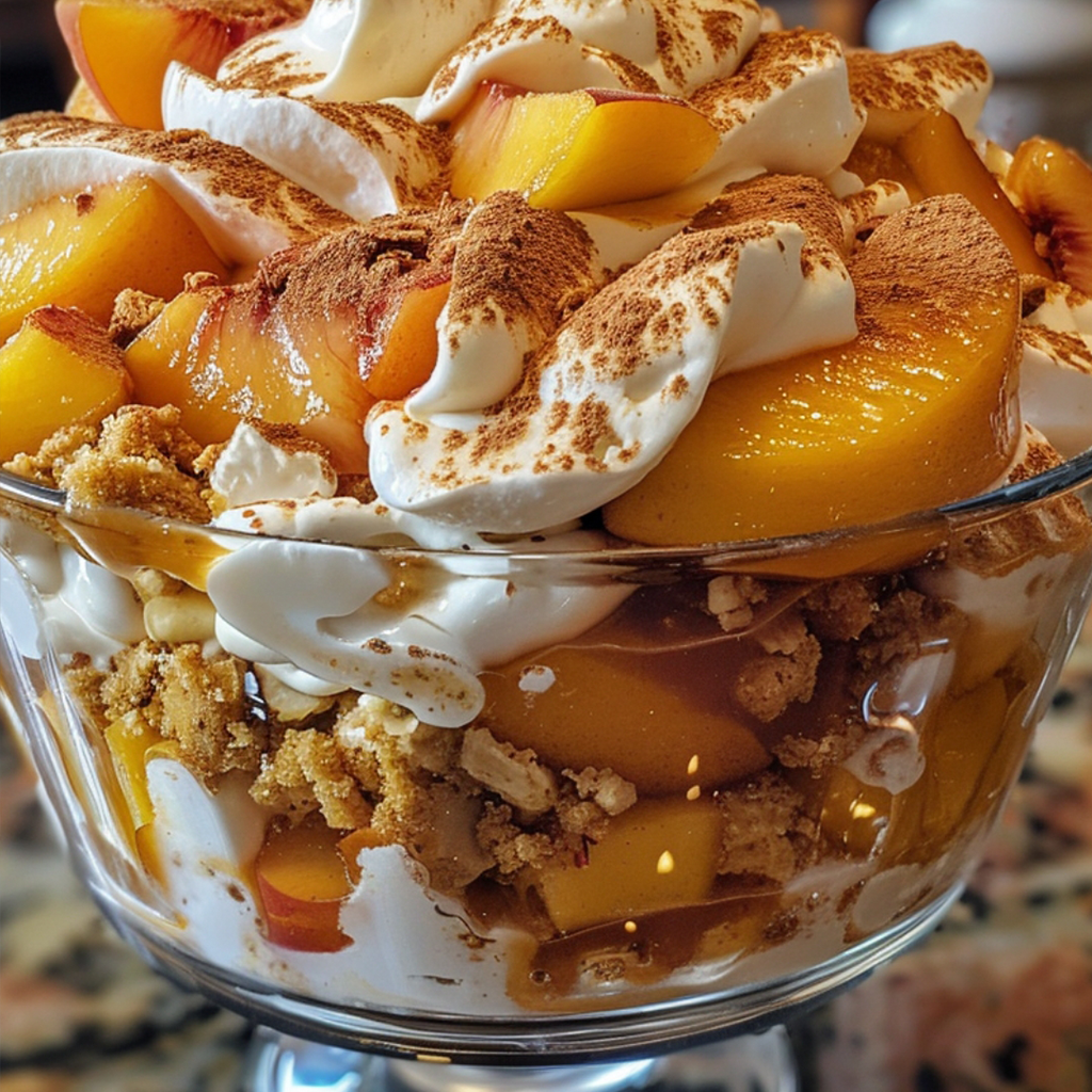 Golden Peach Crumble Trifle 🍑🍨