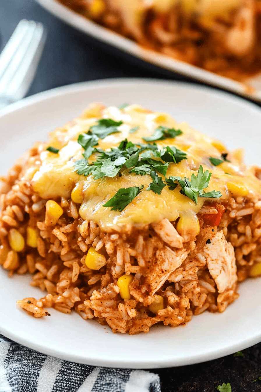 Chicken Enchilada Rice with Corn Casserole