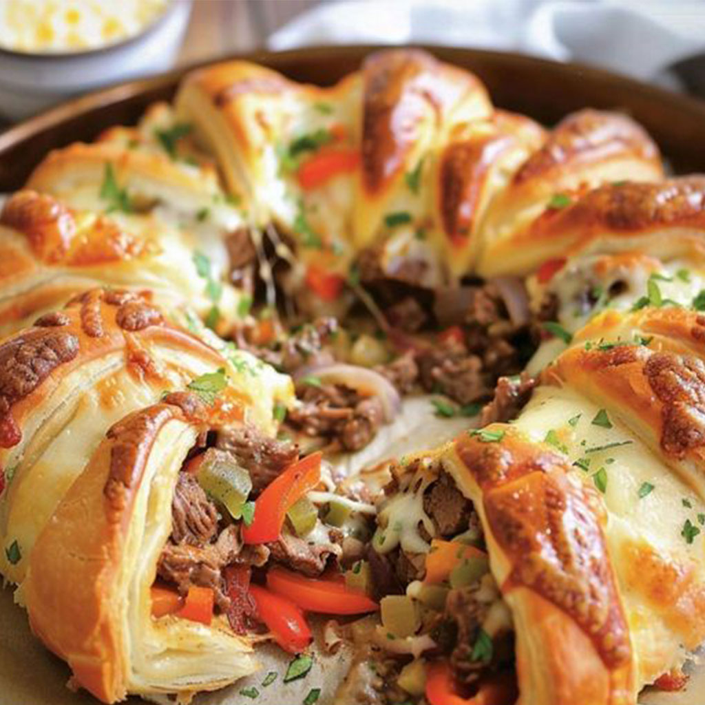 Philly Cheesesteak Crescent Ring