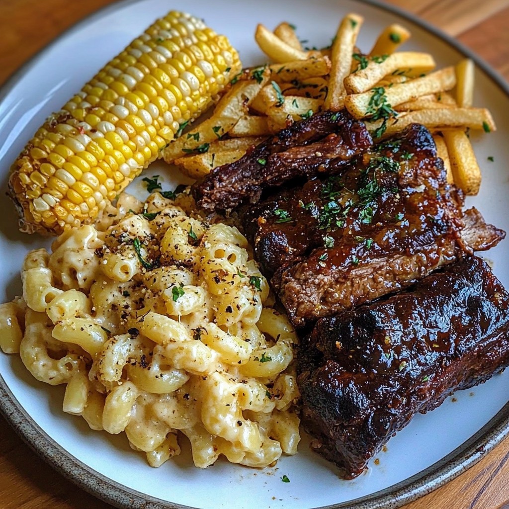 BBQ Ribs with Mac Cheese and Corn on the Cob, BBQ Ribs, Mac Cheese, Corn, food, factor meals, hello fresh meals, fast food near me, chinese food near me, meal plan, chinese near me, dinner recipes, healthy meals, plant based diet, food open near me, french toast, vegetarian recipes, chocolate chip cookie recipe